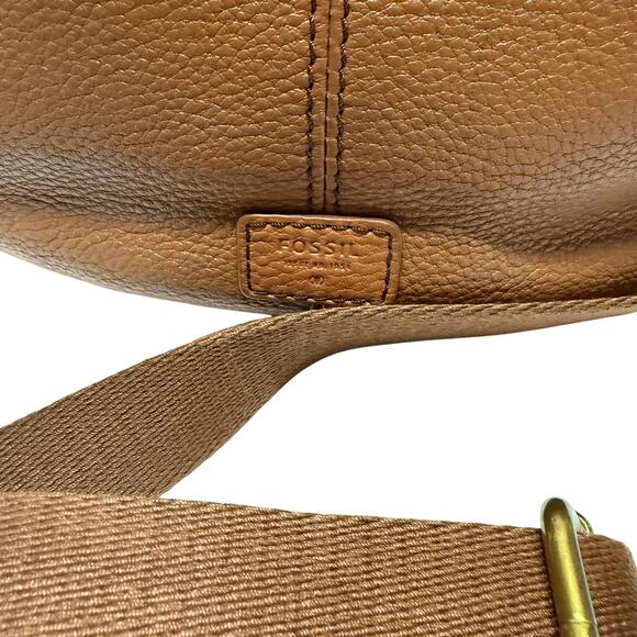 FOSSIL Tan Brown LEATHER Hobo Crossbody Bag Adjustable Strap Classic Y2K Style - Picture 8 of 10